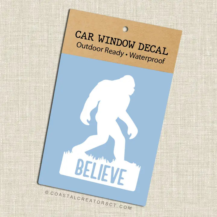 Bigfoot Sasquatch Believe Vinyl Decal - White
