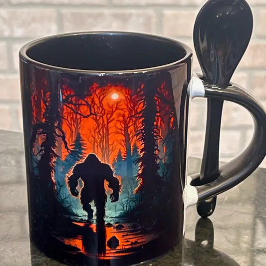 Bigfoot Sunset in the Swamp - Mug with Spoon
