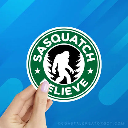 Bigfoot Sasquatch Believe 3" Round Diecut Sticker
