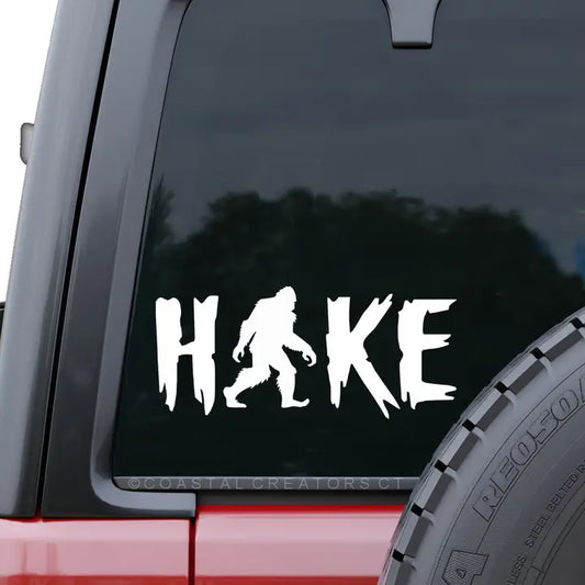Bigfoot Sasquatch HIKE Car Window Decal - White