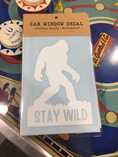 Bigfoot Sasquatch Stay Wild Window Decal - White