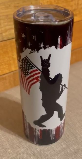 American Flag Bigfoot Tumbler - 20 oz Stainless Steel