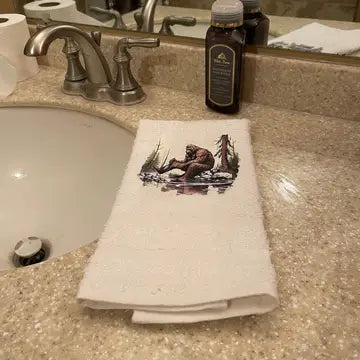 Bathing Bigfoot Wash Rag, Hand Towel, Bath Towel 3 Piece Set